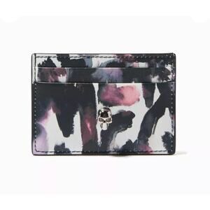 Alexander McQueen Skull Watercolor Graffiti Card Holder NWT